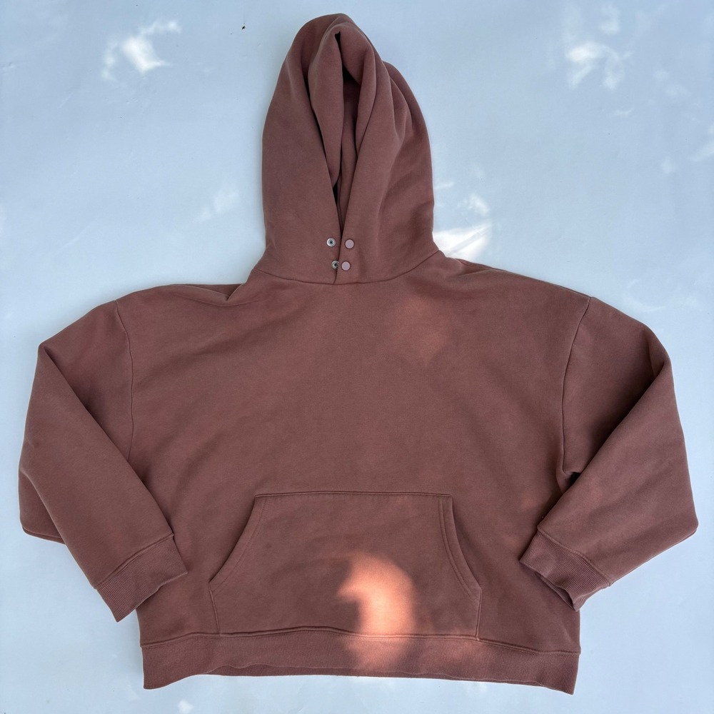 Things Between Oversized Snap Neck Hoodie Terracotta Rust Brown Small TB1018A